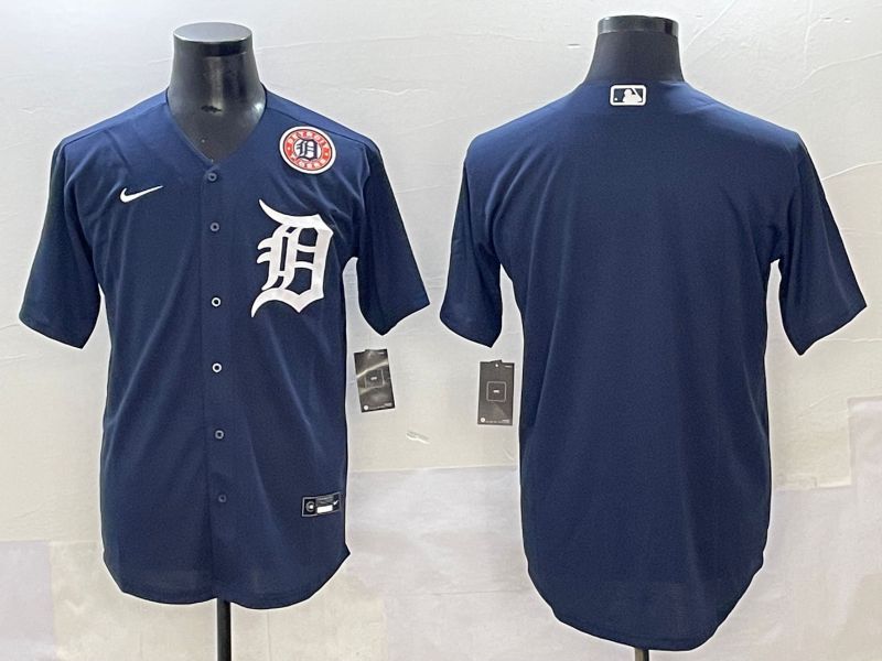 Men 2025 Detroit Tigers Blank Dark Blue Game Nike MLB Jersey style 3